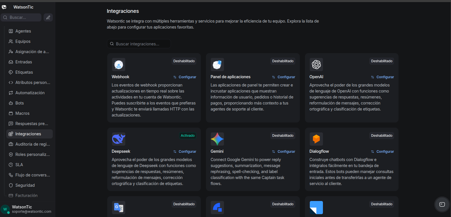 Integraciones de Inteligencia Artificial